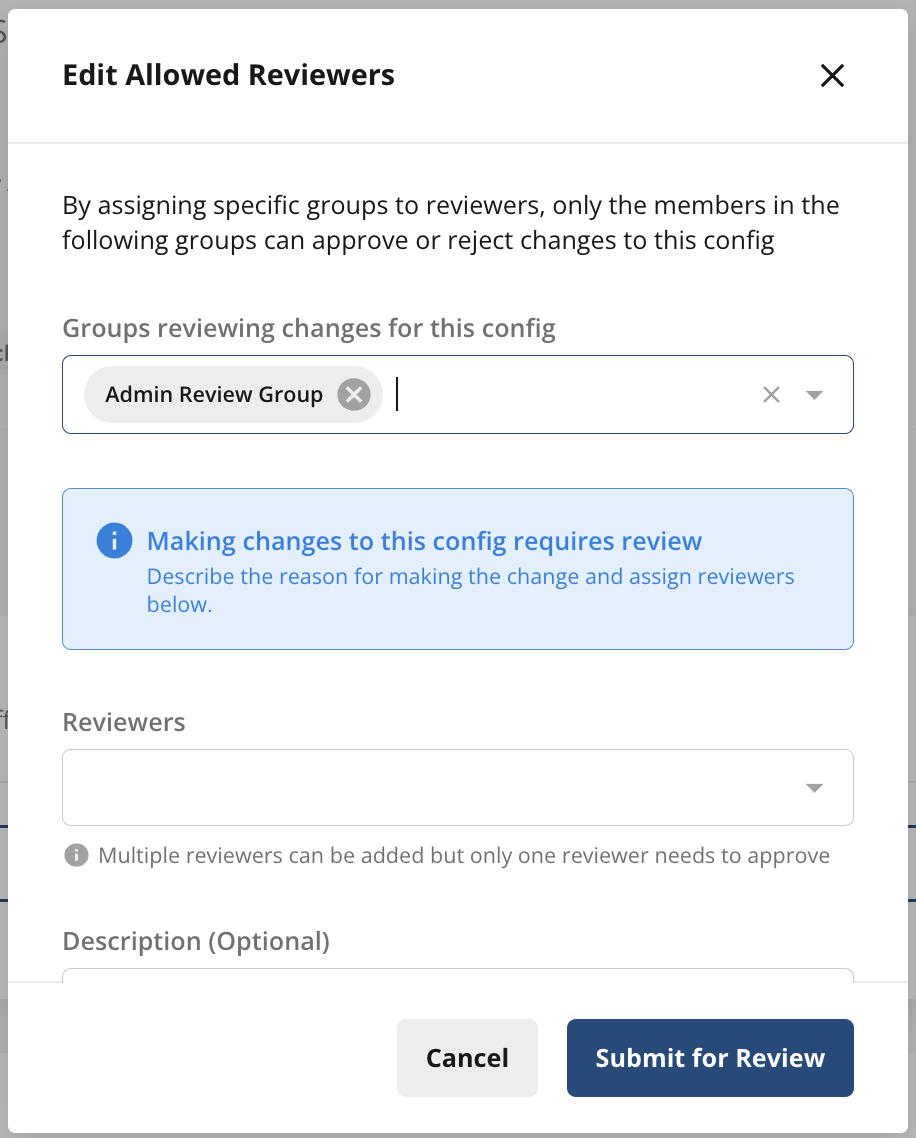 Teams and reviewers selector for enforcing approvals