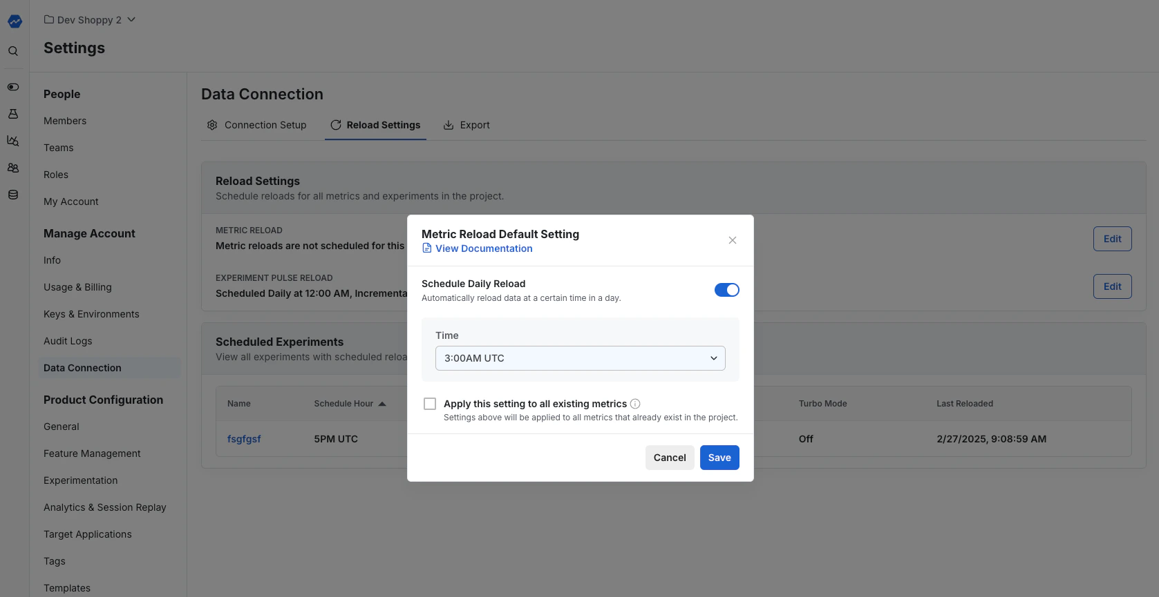 Individual experiment pulse scheduling interface