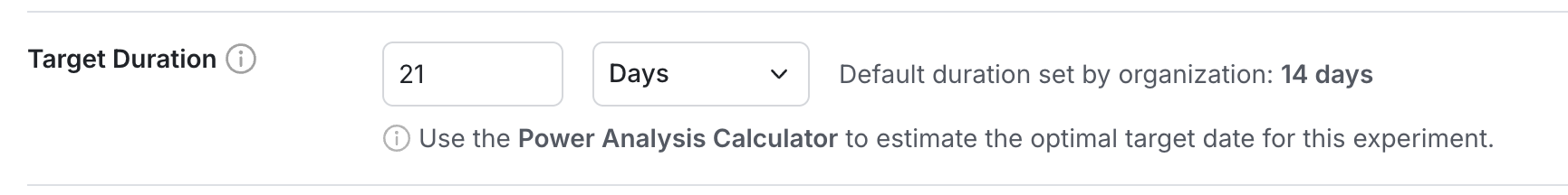 Target duration setting interface