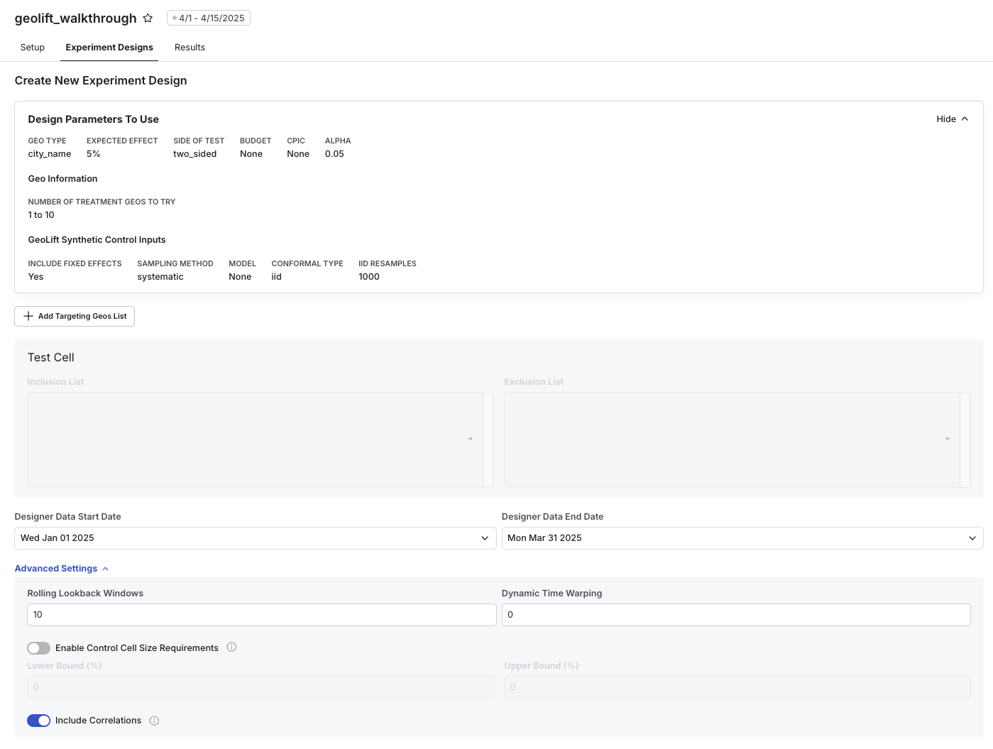 Geographic limitations configuration interface