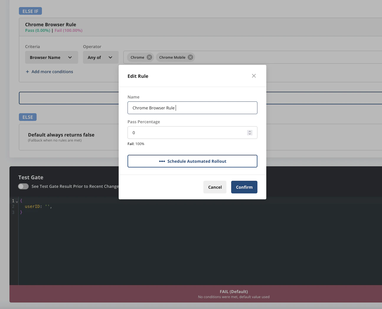 Schedule Automated Rollout selection