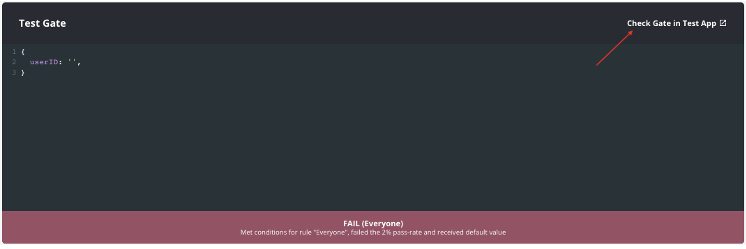 Check Gate in Test App button location