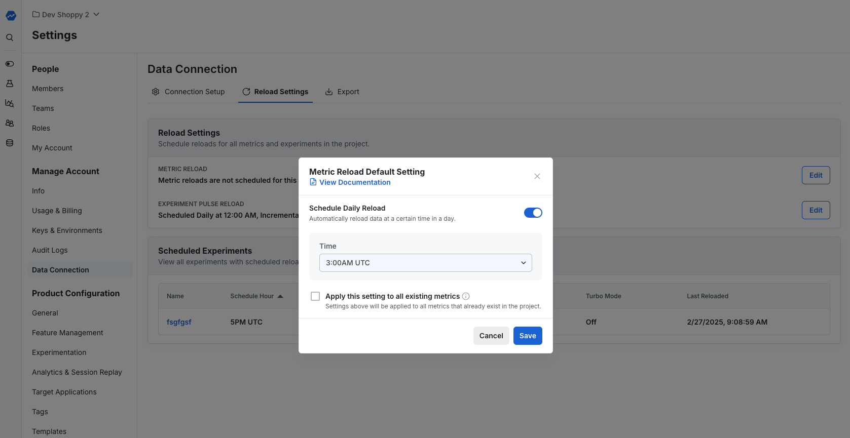 Individual experiment pulse scheduling interface