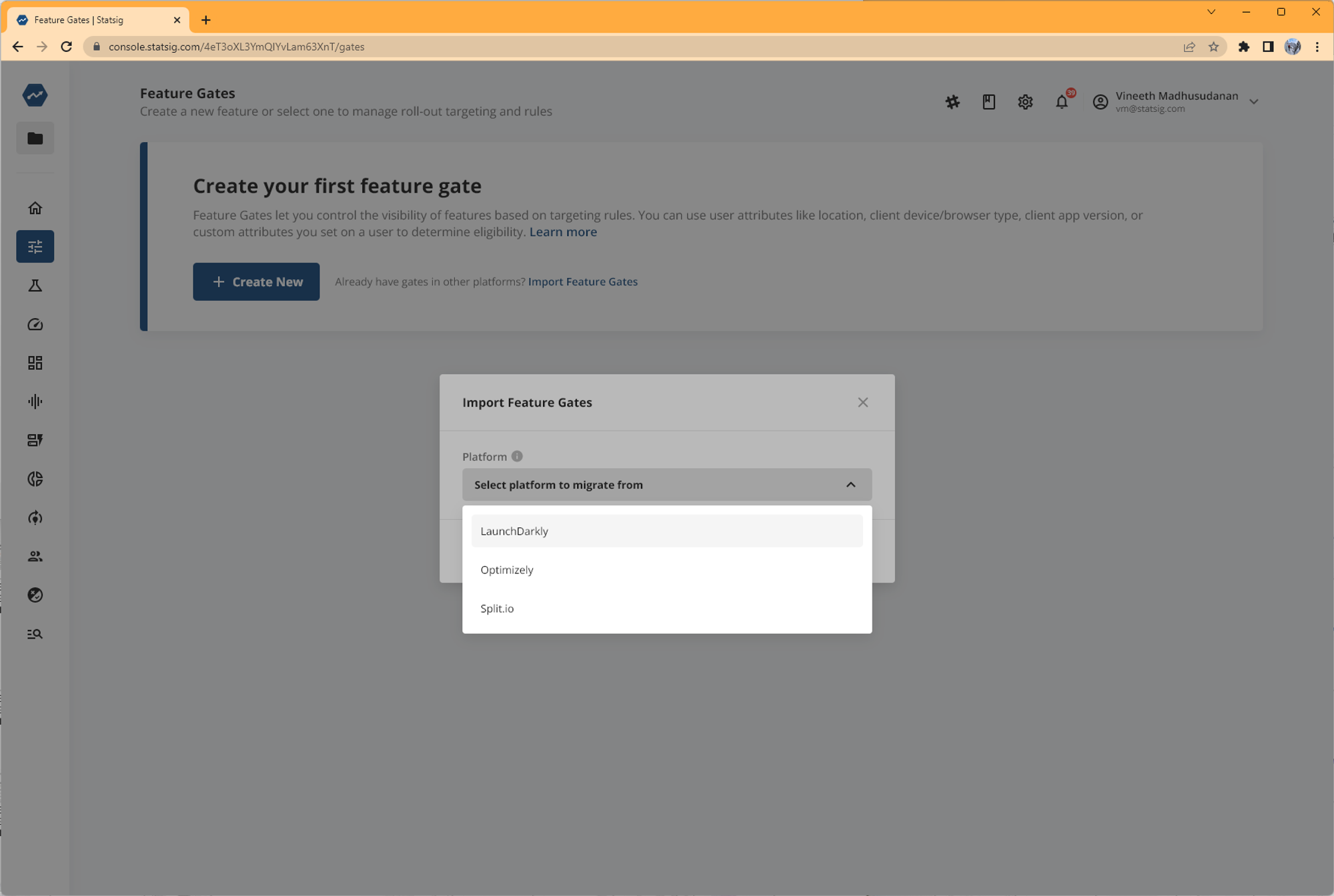 Platform selection interface