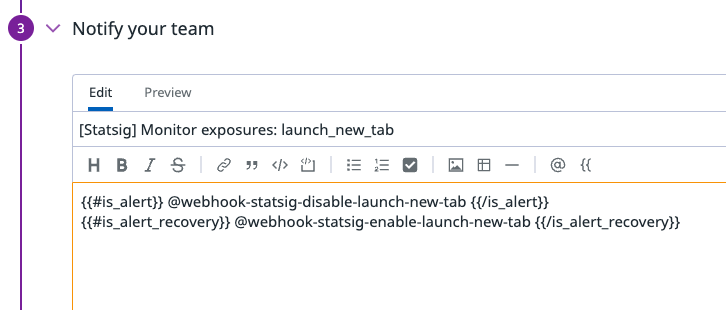 Datadog monitor notification settings