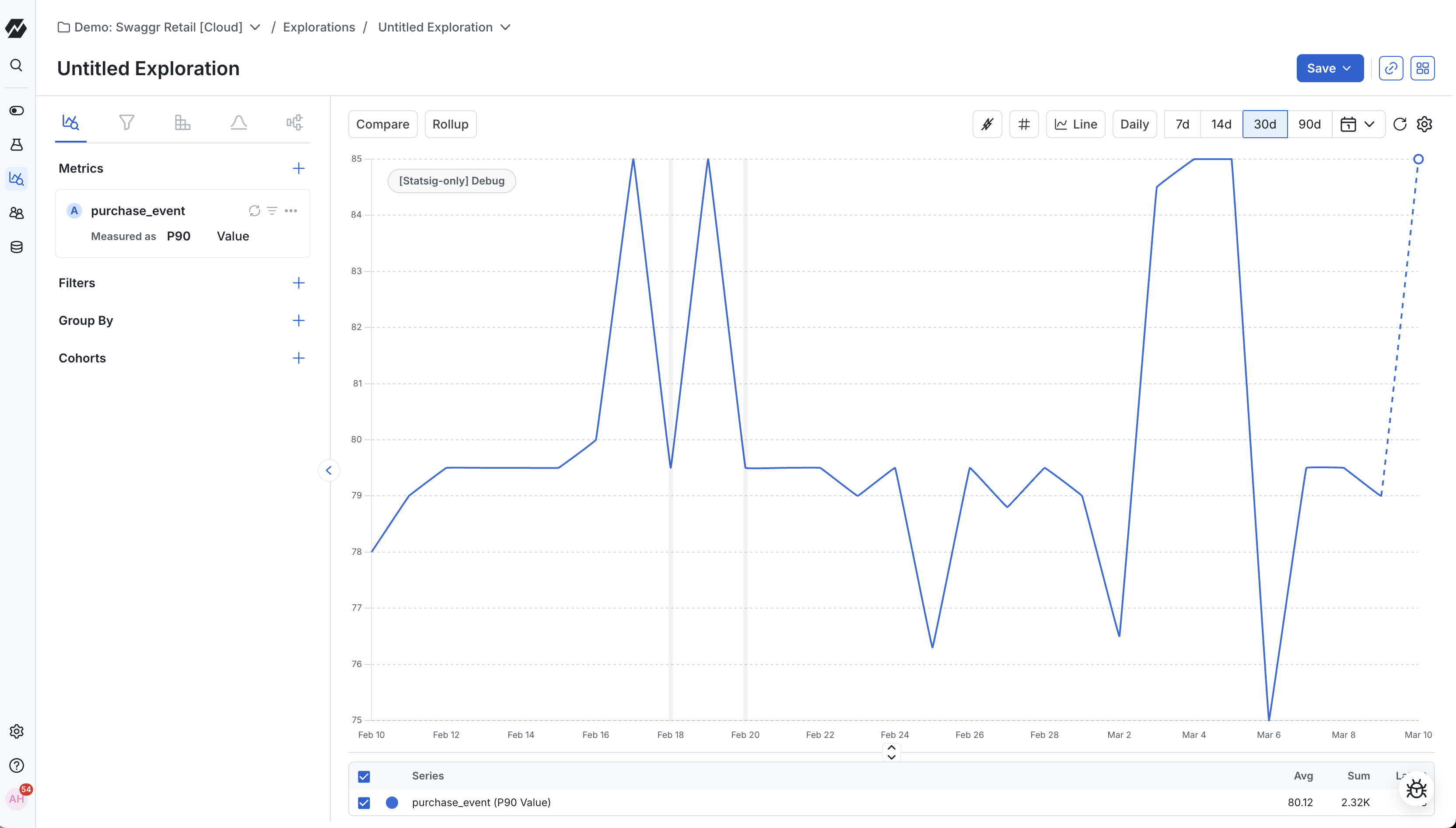 Percentiles aggregation configuration interface