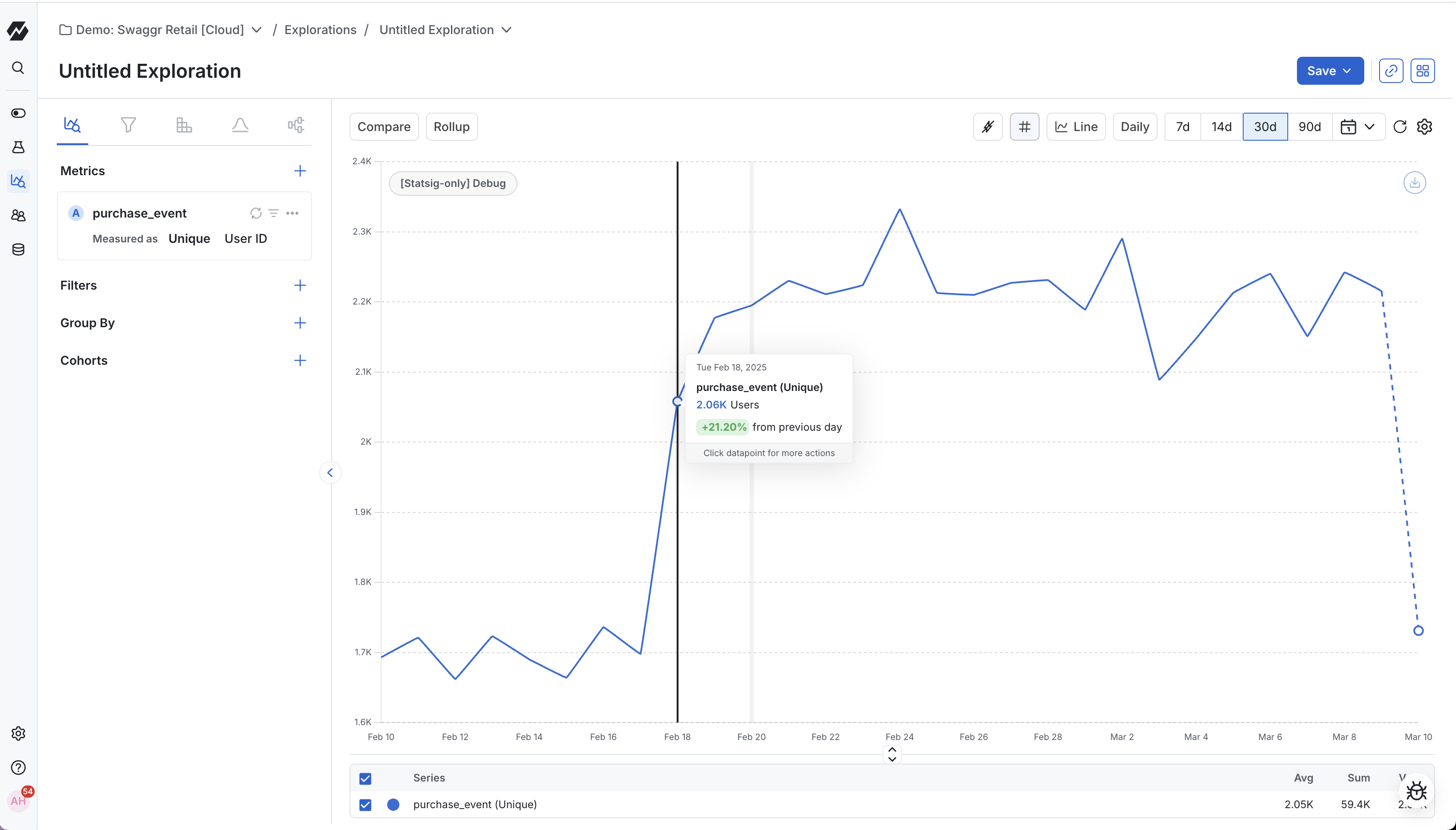 Event aggregation options interface