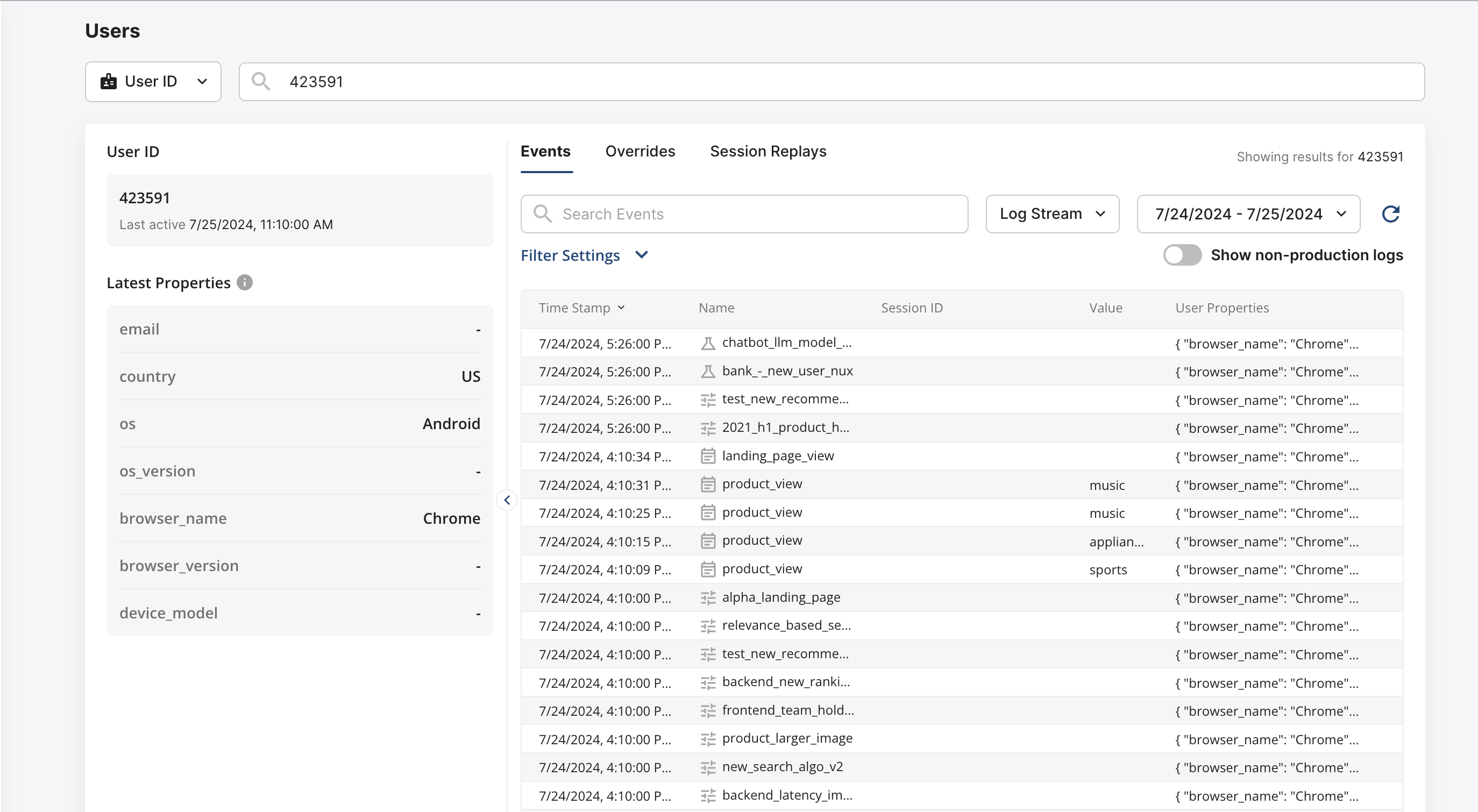 Event log stream interface