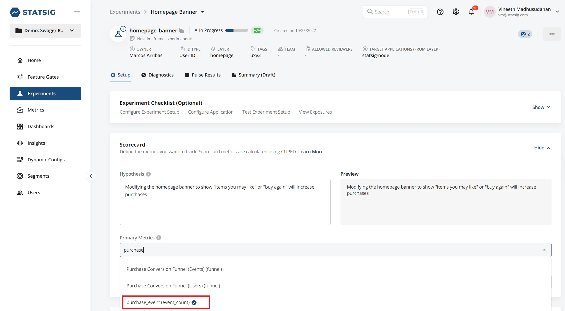 Verified metrics interface showing verified icon