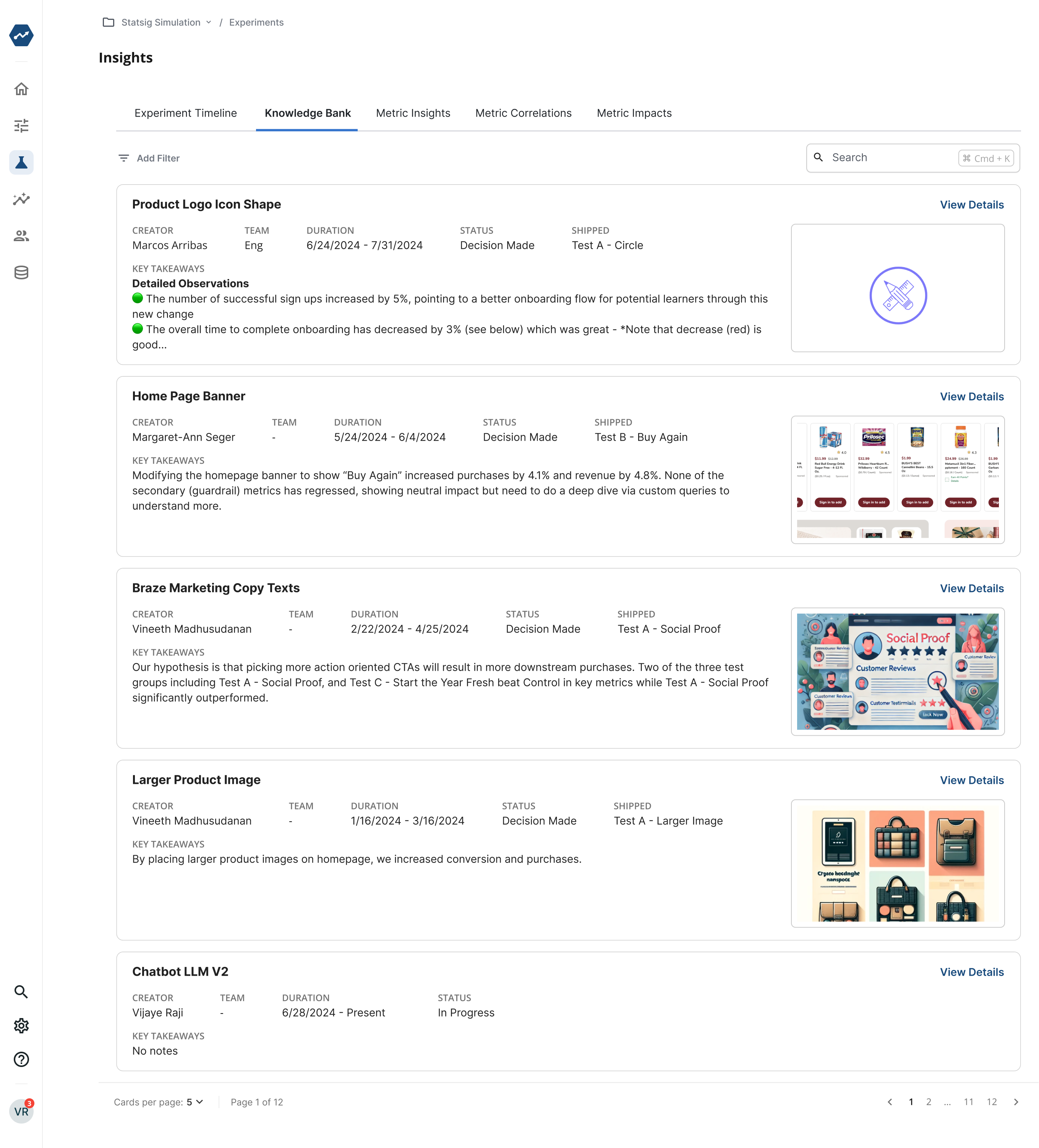 Knowledge bank search interface