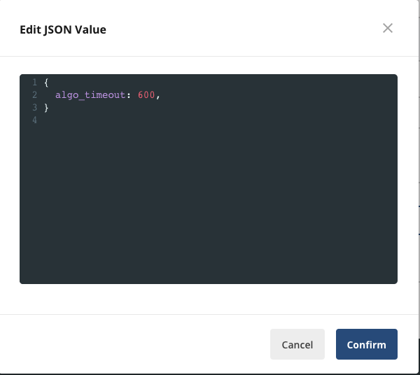 JSON configuration editor interface