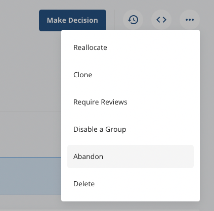 Experiment abandon interface