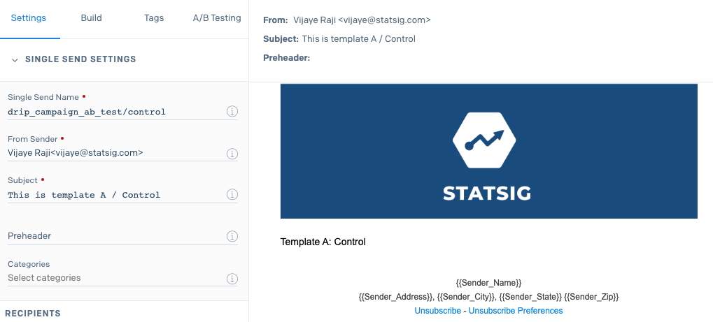 Control email template setup