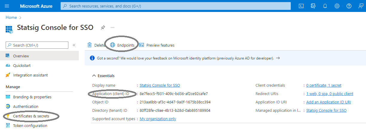 Azure AD app registration interface
