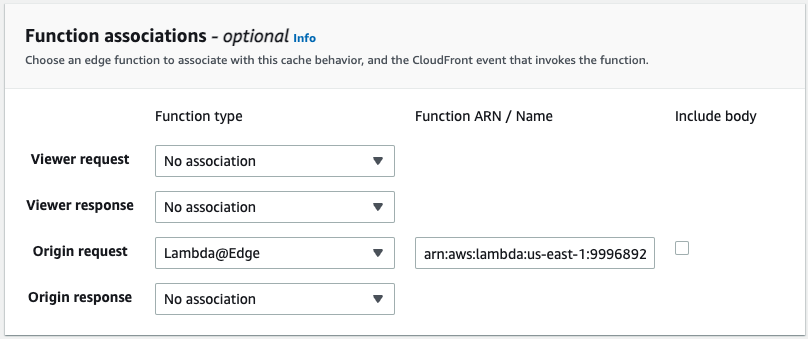 Function associations section