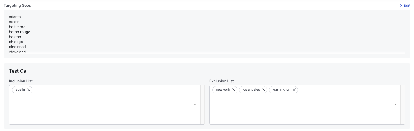 Override interface assigning specific geos to treatment or control