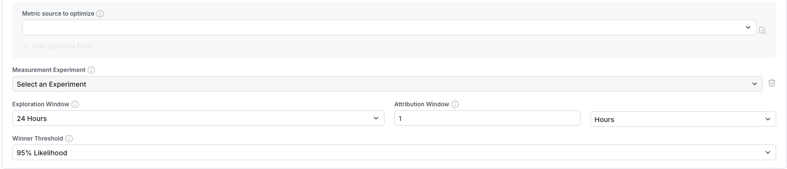 Autotune metric source configuration interface