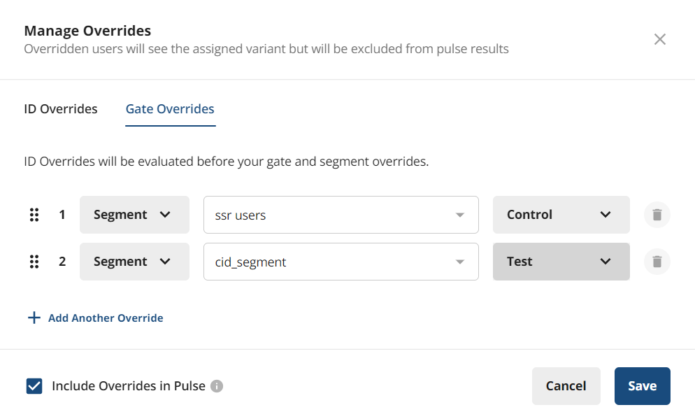Manual assignment override configuration