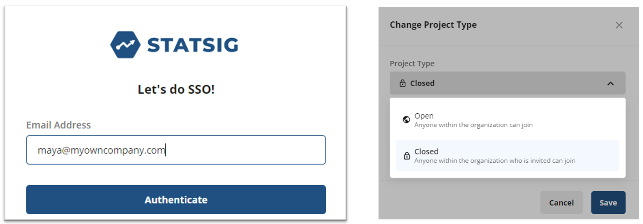 SSO project access configuration