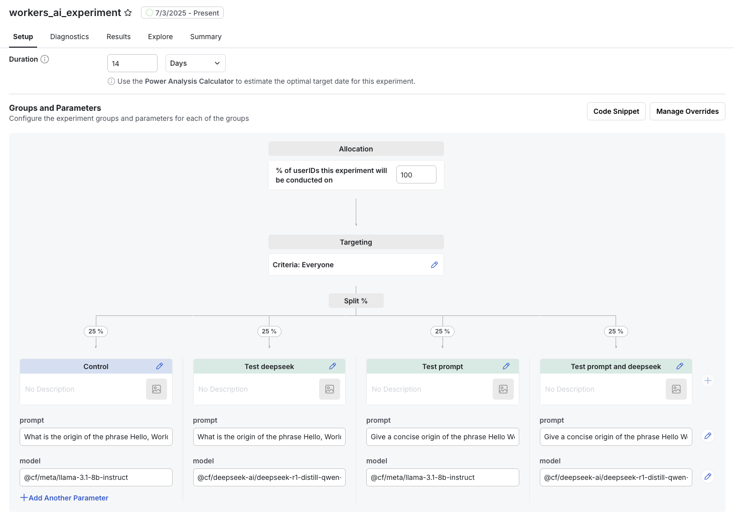 prompt and model experiment