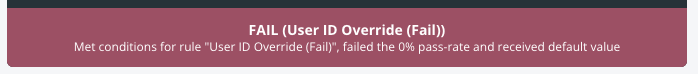 Test gate output indicating FAIL due to user ID override