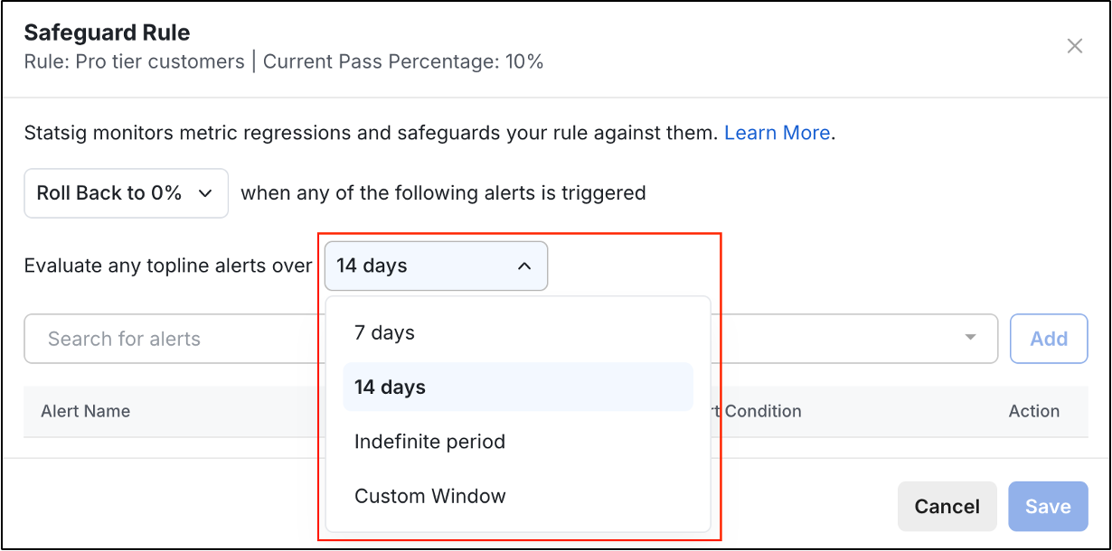 Set evaluation period