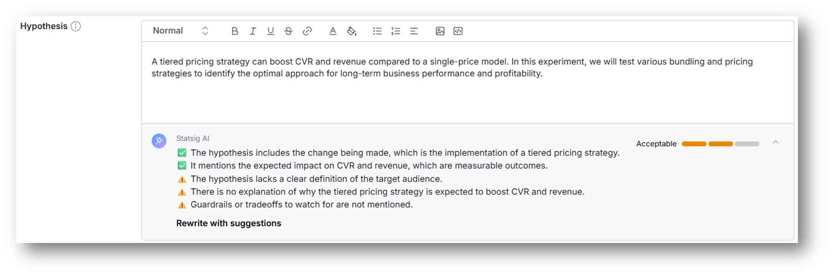 Hypothesis Advisor screenshot