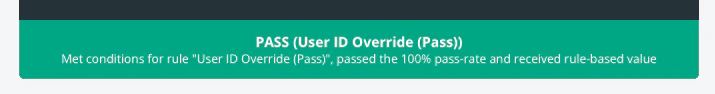 Test gate output indicating PASS due to user ID override