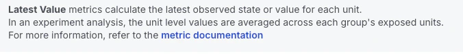 Product tooltip describing latest value aggregation logic