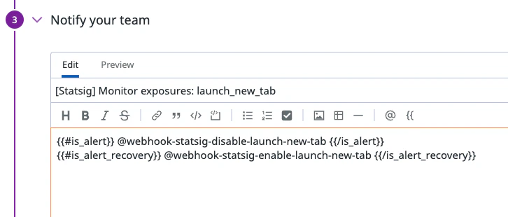 Datadog monitor notification settings
