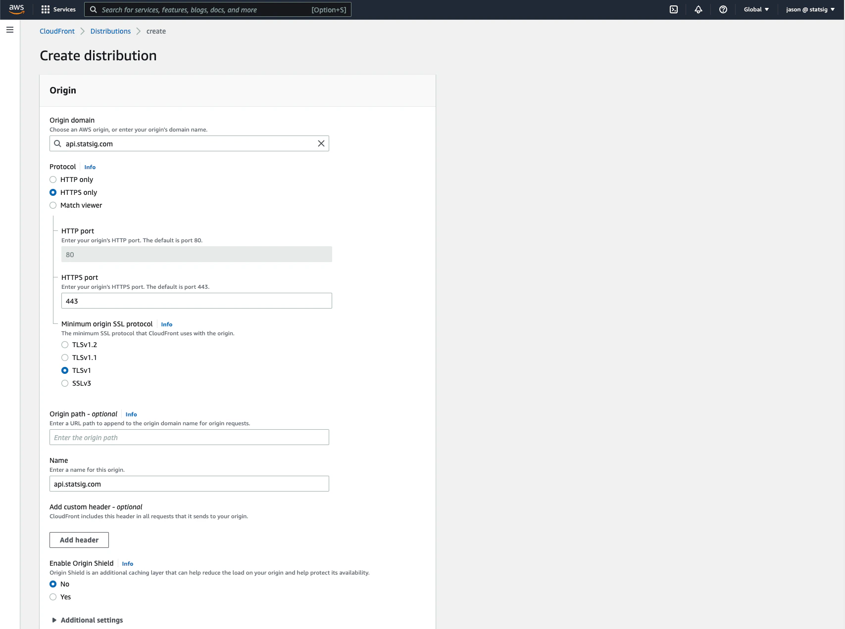 Origin section