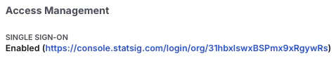 SSO link generated for team login