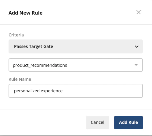 Feature gate targeting rule configuration