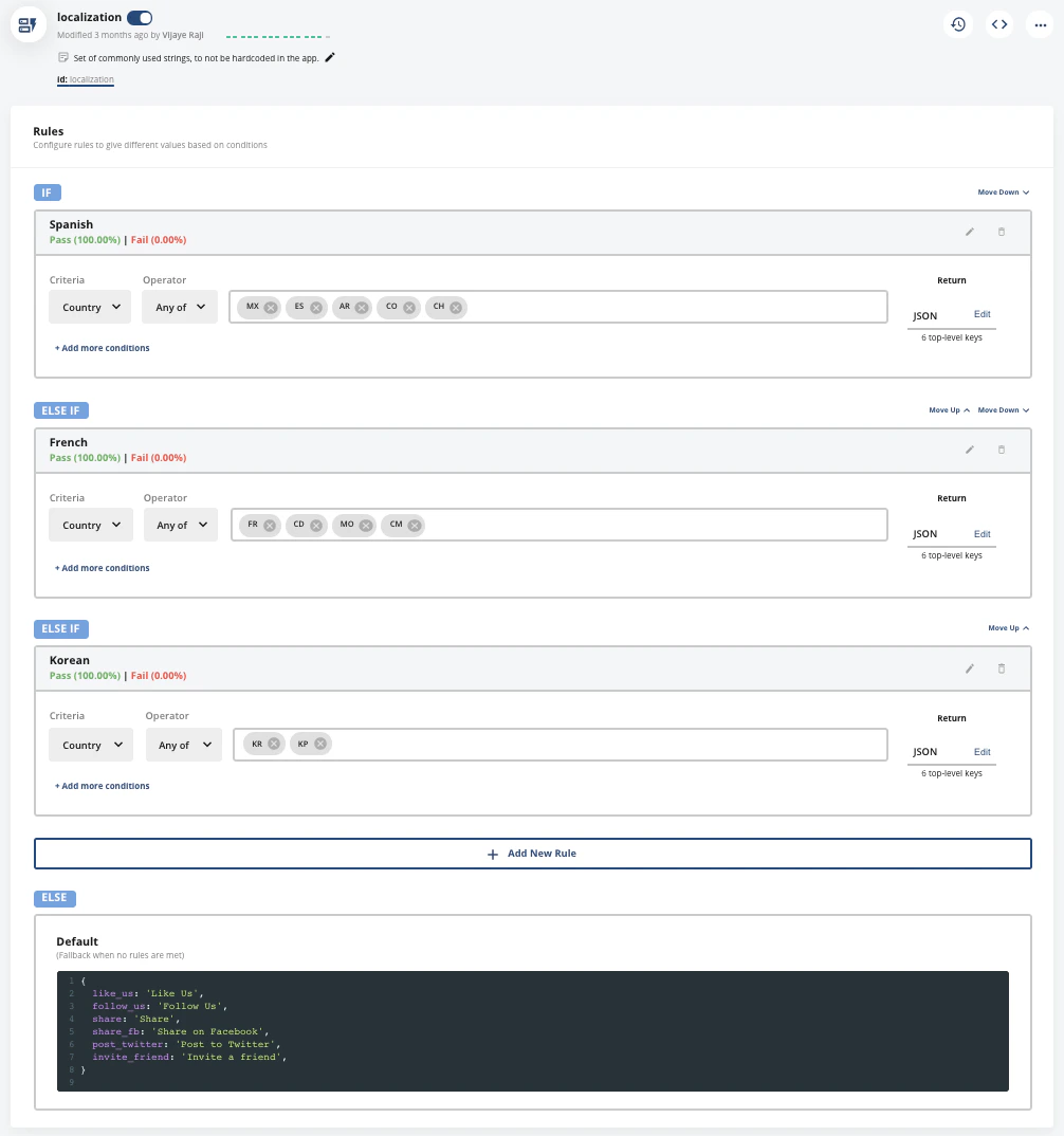 Dynamic config localization interface
