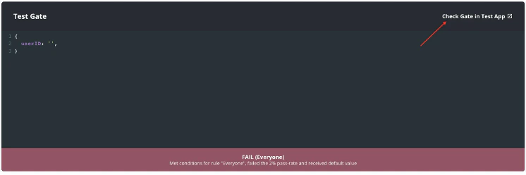 Check Gate in Test App button location