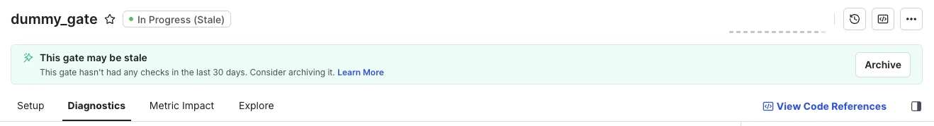 Feature gate diagnostics page with GitLab code references link