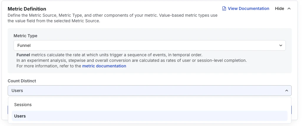 Average session count metric configuration