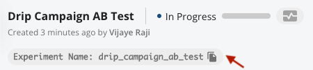 Experiment name copy interface