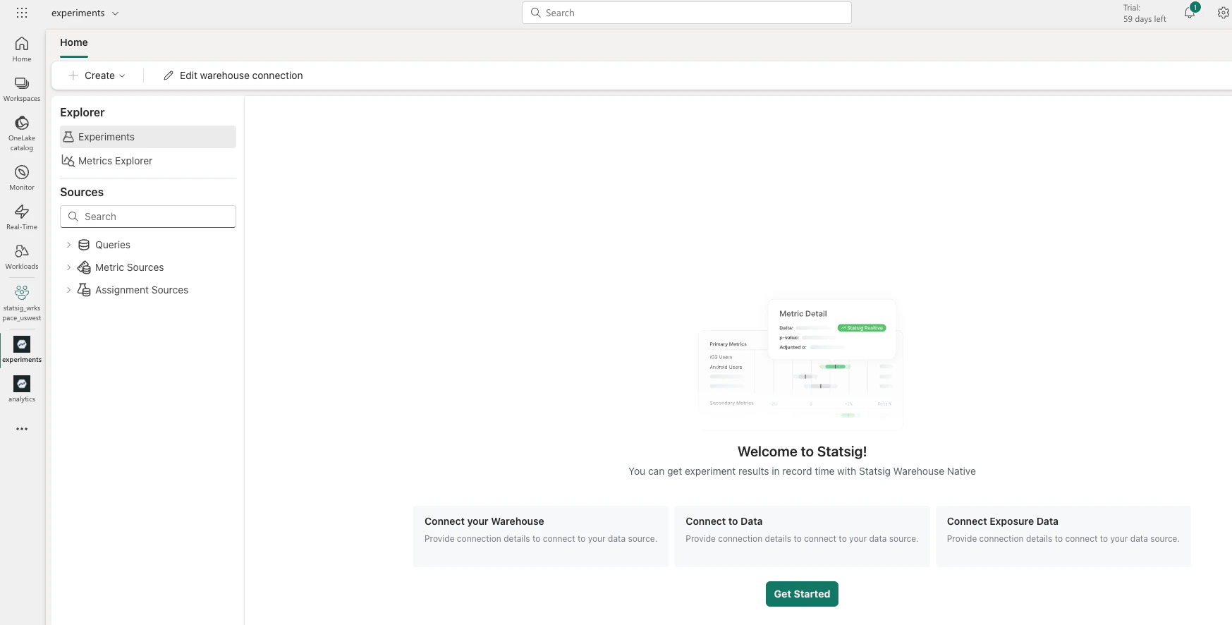 Statsig warehouse connection configuration interface