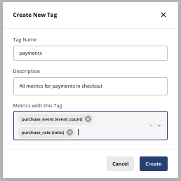 Create new tag dialog