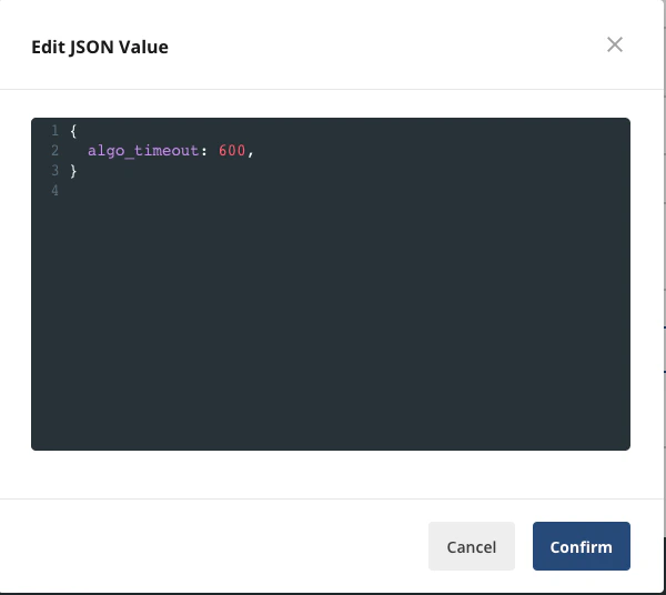 JSON configuration editor interface