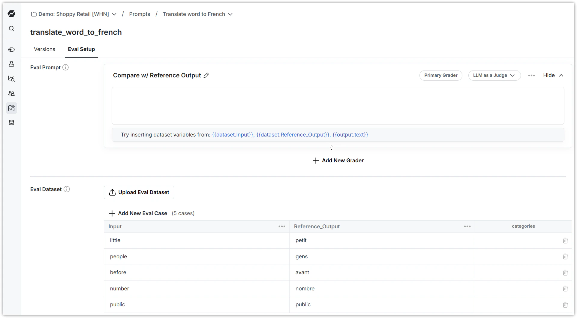 Dataset creation table with translation pairs for offline evaluation