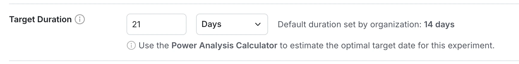 Target duration setting interface