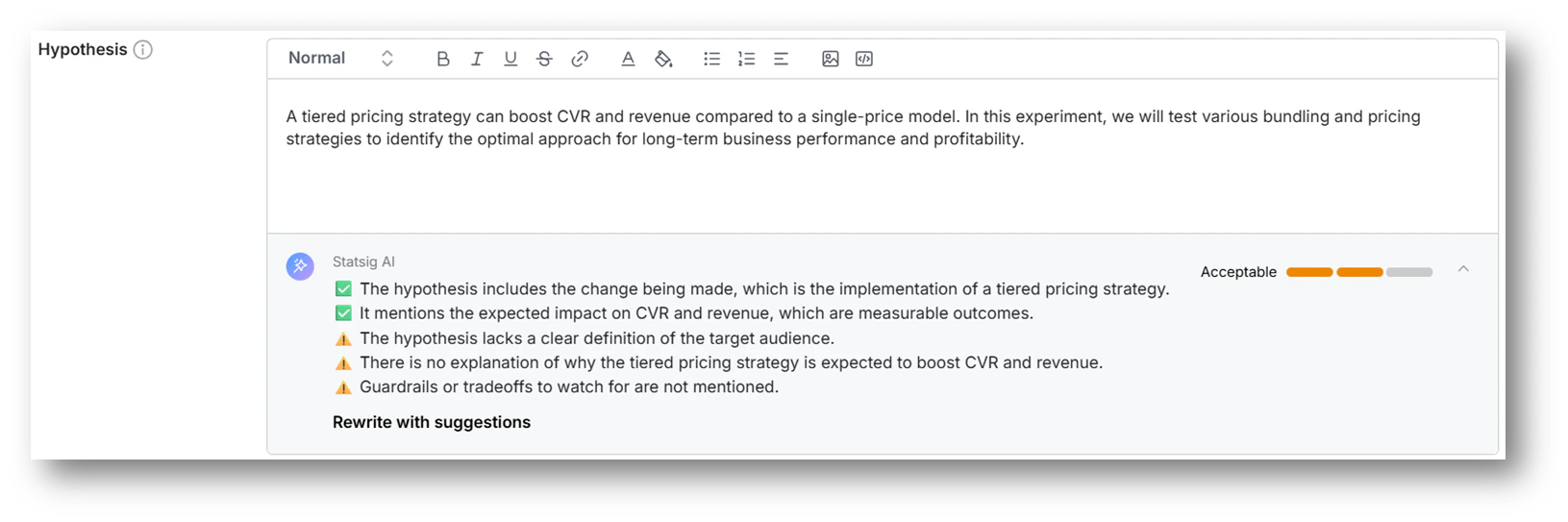 Hypothesis Advisor screenshot