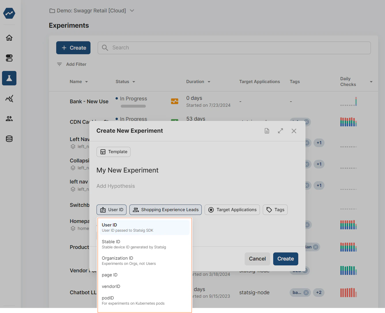 ID type selection dropdown interface