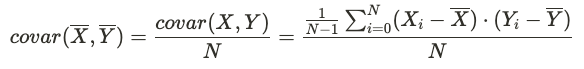 Covariance calculation formula