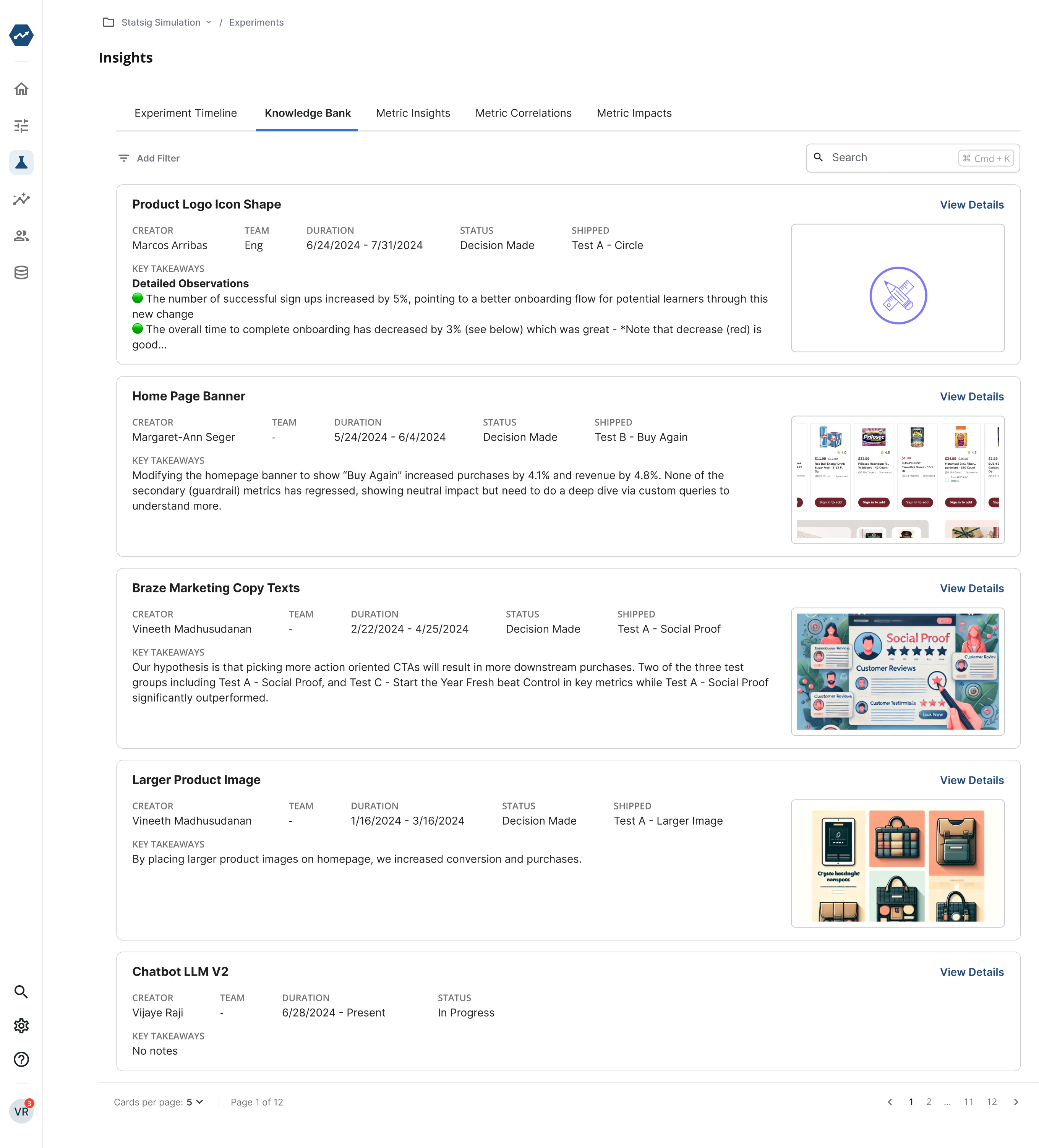 Knowledge bank search interface