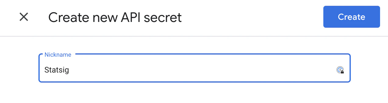List of API secrets showing newly generated key