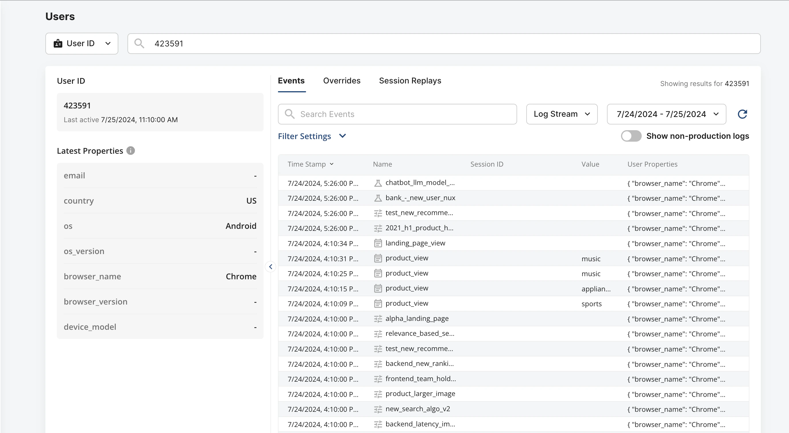 Event log stream interface