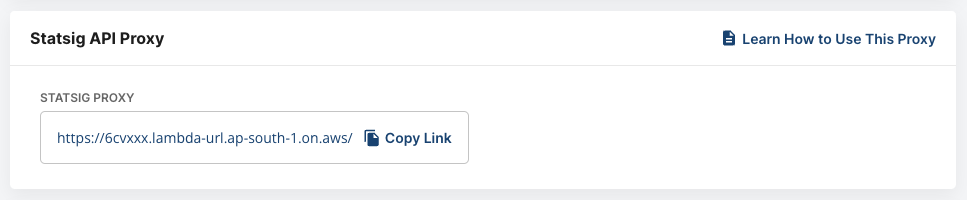 Generated proxy URL configuration screen